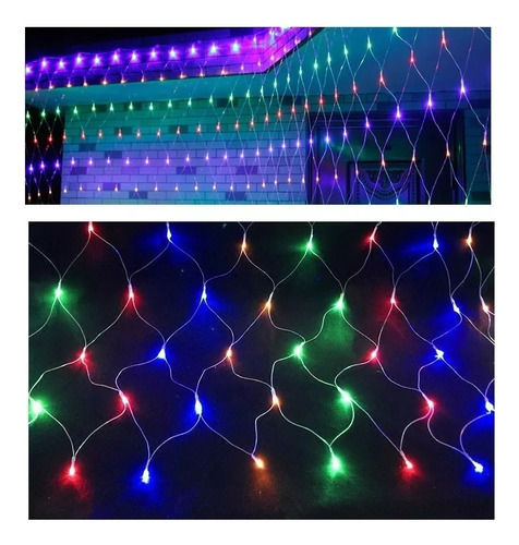 Luces Cascada  Navidad Malla Multicolor 120l