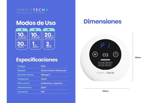 Imagen 4 de 7 de Deshumidificador Ozonizador Ideal Ambientes 75mts2 200mts3