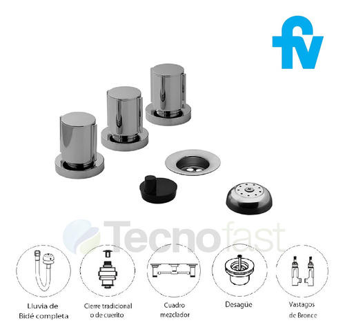 Grifería Fv California Bidet Con Transferencia Cromada Baño