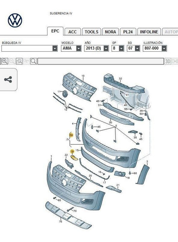 Imagen 2 de 3 de Tapa De Remolque Original Volkswagen Amarok 10/18