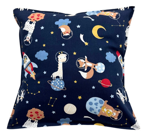 Fundas De Almohadón 100% Algodón 40x40 Cm Por 2 Unidades Color Azul Azul Space