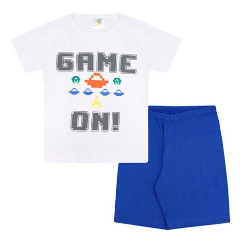 Pijama Curto Infantil Masculino Azul Game On (4/8)