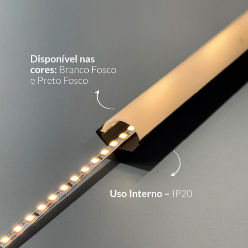 Kit 10 metros Perfil Led Barra Sobrepor One Side Canto Alumínio 5x2m 18x13mm Preto Alut By Avant