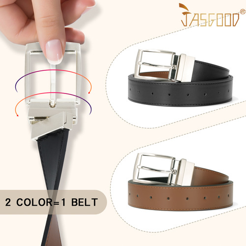 Cinturon Para Hombre Cuero Hebilla Reversible Doble Vista