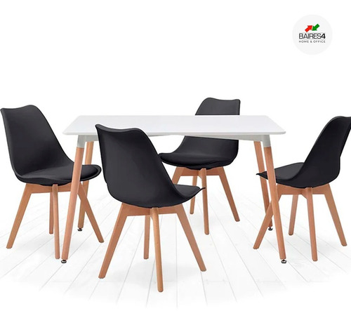 Juego De Comedor Mesa Eames 140x80 +4 Sillas Tulip | Contado