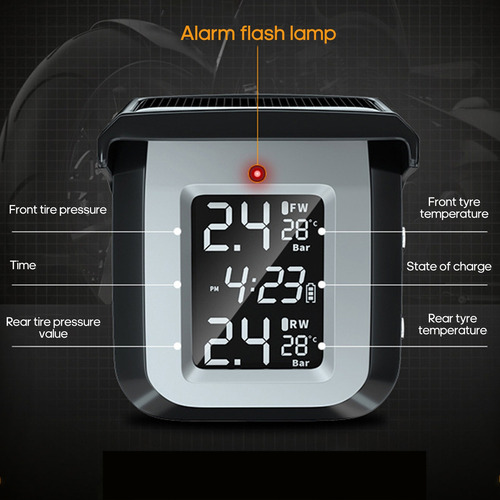 Ts08-4 Tpms - Monitor De Presión De Neumáticos De Motociclet