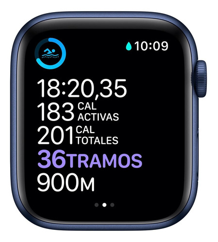 Imagen 4 de 8 de Apple Watch Series 6 (GPS) - Caja de aluminio azul de 44 mm - Correa deportiva azul marino intenso
