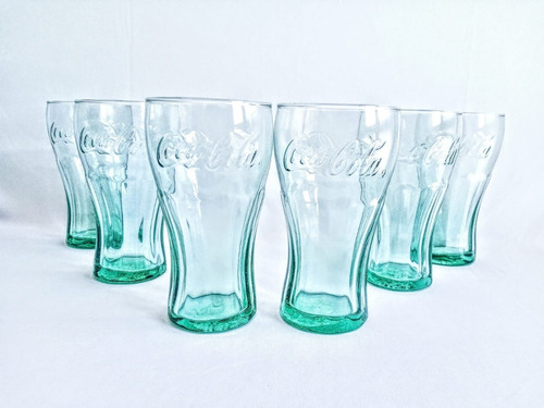 Juego De 6 Vasos De Coca Cola Vintage Retro 495 Ml Color Verde