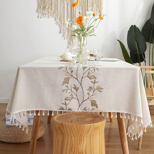 Mantel De Lino Y Algodón, Mantel Rectangular Redondo