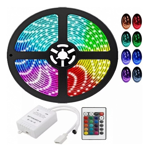 Fita Led Rgb 5050 Rolo 5m 300 Leds Prova D'água + Controle