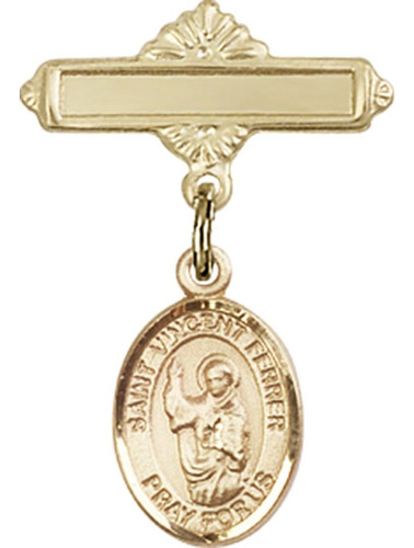 Gold Filled Baby Badge San Vicente Ferrer Encanto Pulido Pin