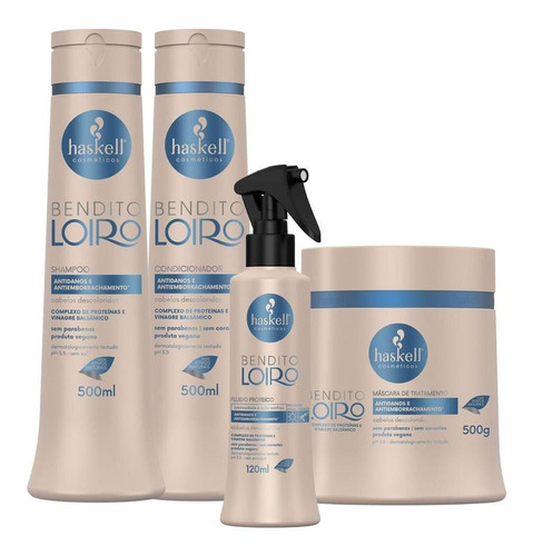 Kit Bendito Loiro Shampoo Condiciona Máscara E Fluido Haskel