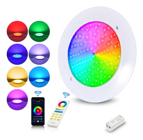 Luz Led Para Piscina Ultradelgado 18w Rgb Con Remoto Y App