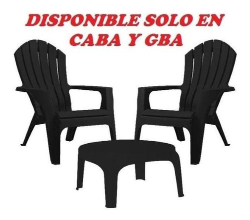 Sillones Plasticos Gardenlife Miami + Mesa Auxiliar En Negro