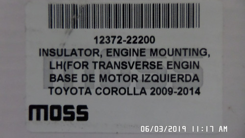 Base Motor Izquierda Toyota Corolla 2009 2010 2011 A 2015