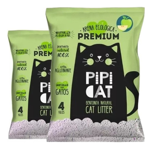 Arena Aglutinante P Gatos 8kg Control Olores Pipicat Manzana