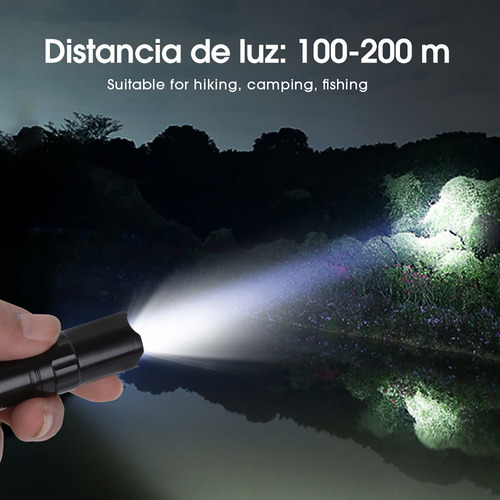 Linterna Impermeable Con Zoom Led Brillante De 5 Modos Para