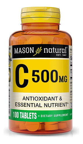 Vitamina C 500mg 100 Comp Salud Inmuno Mason Natural Eeuu