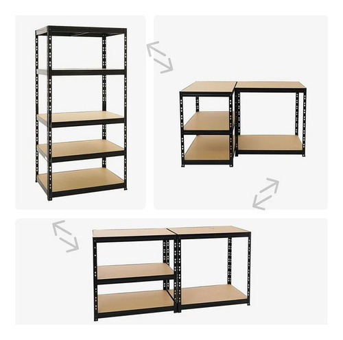 Estante Rack Metálico 5 Repisas Negro 180x90x40cm 400 Kg