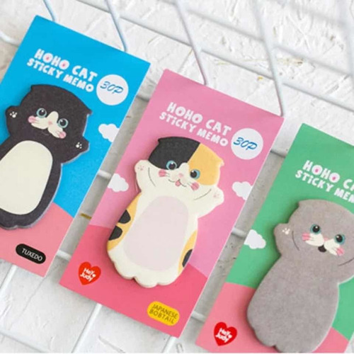 Notas Adhesivas Gato Kawaii Lote De 4 Pzas