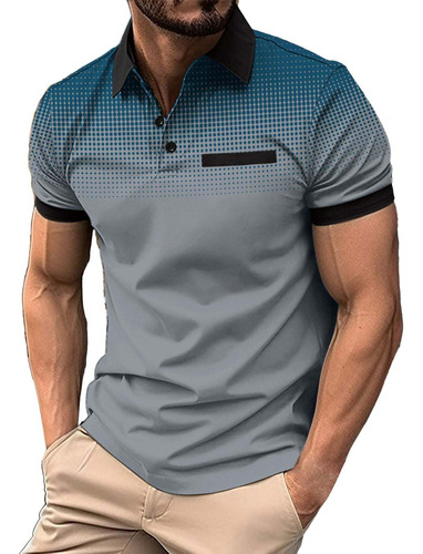 Polo Slim Fit Camisa Para Hombre Estampado Punto Golf Casual