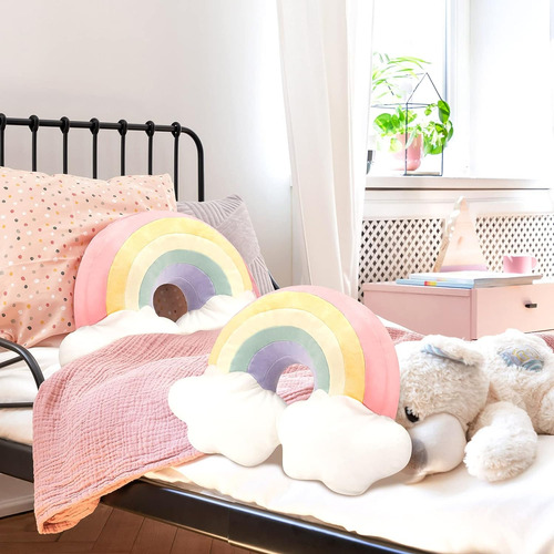 Almohada Con Forma De Arcoíris Y Nube Para Decoración Del