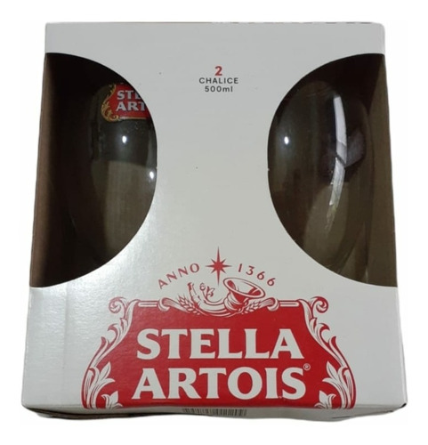 2 Copas Cerveza Stella Artois 500 Ml En Caja Estuche Regalo
