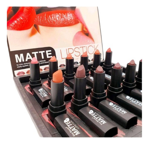 Labial Mate Set De 12 Unds Variados