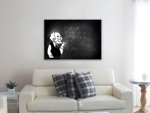 Cuadro Decorativo Canvas Albert Einstein Caricatura 3 Color Natural Armazón Natural