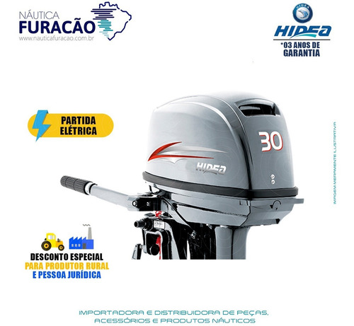 Imagem 3 de 4 de Motor De Popa Hidea 2 Tempos 30hp Fhes (partida Elétrica)