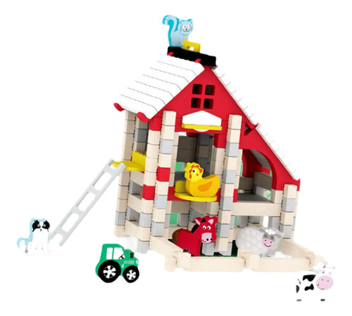 Juego De Bloques De Construcción De Casas De Madera Granja