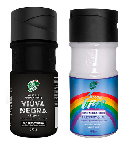  Kit Viuva Negra E Diluidor Arco Iris 150ml Kamaleão Color Tom Preta