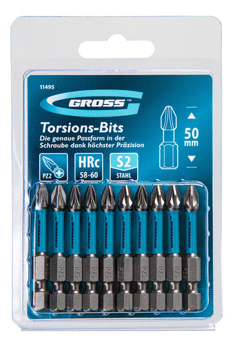 Bits Torcao Pz2 Para Ferramentas De Impacto 50mm 10pcs Gross