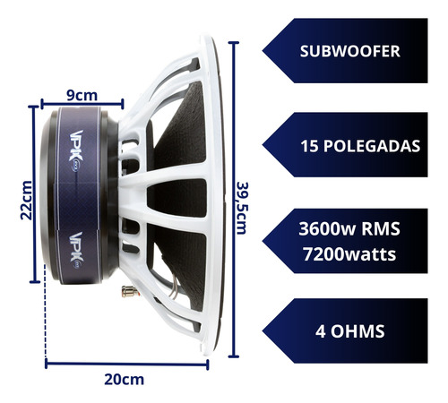Alto Falante Qvs 15 Vpk 7k2 3600w Rms 4 Ohms Subwoofer Grave