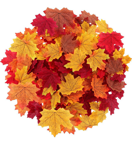 . 500pcs Piezas De Hojas De Arce Artificiales De Otoño,