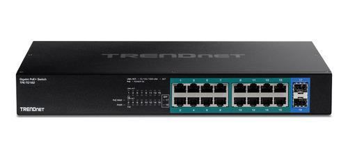 Trendnet Tpe-tg182, Switch Poe 16 Puertos Gigabit 2sfp, 240w