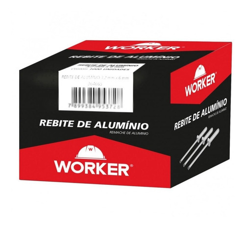 Imagem 3 de 3 de Rebite De Repuxo Alumínio 3,2x8mm 1000 Peças Worker - 364681