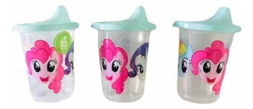 Set 3 Vasos C/ Boquilla Antiderrame Para Niños My Litle Pony