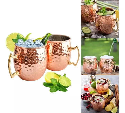 Pack 2 Mug De Cobre Vasos Tragos Moscow Mule Mojito 500ml