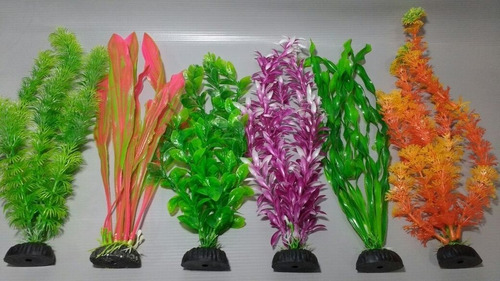 Plantas Artificiais Para Aquários Colors - Kit 6 Unid. 10 Cm