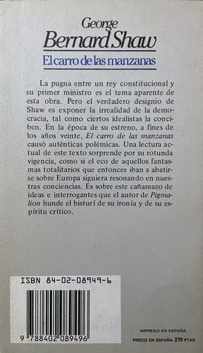 El Carro De Las Manzanas George Bernard Shaw (Reacondicionado)
