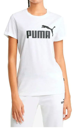 Remera Puma Ess Logo Bco Lt/ngo Moda Mujer