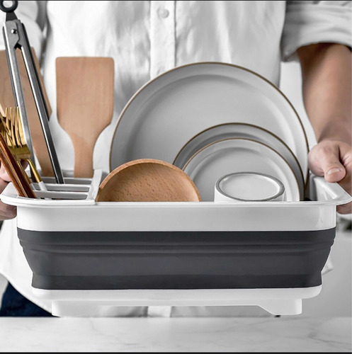 Imagen 10 de 10 de Escurridor Platos Seca Plato Plegable Plastico Y Silicona