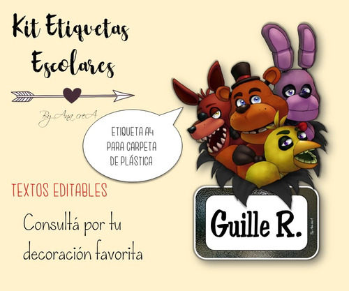 Etiquetas Escolares Imprimibles Personajes Textos Editables