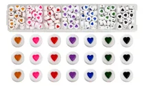 Comprar 245 Pzas Redondas Con Corazon Cuentas Acrílico Bisutería