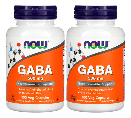 Now Foods Gaba/ácido Gama 500mg E Vitamina B6 100cap Veg 2un Sabor Sem sabor