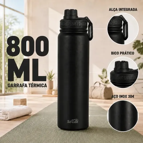 Sólar Variedades Utensílios Garrafa Térmica 800ml Isolada A Vácuo Squ
