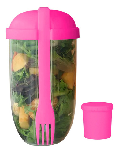 Recipiente Vaso Para Ensalada Fruta Pasta Lunch Contenedor Color Rosa