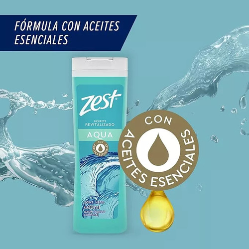 3 Jabón Líquido Corporal Zest Aqua 400ml