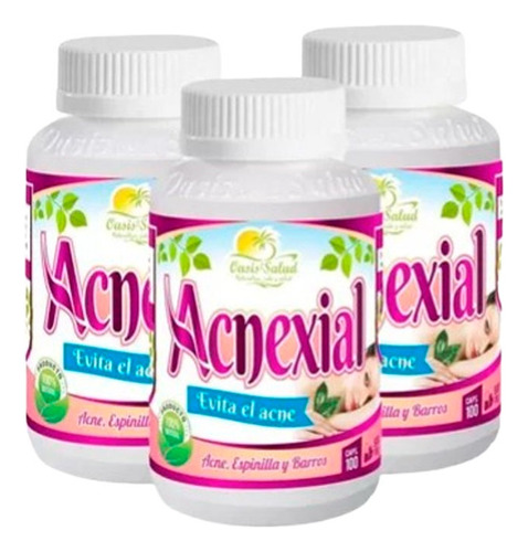 3 X 60 Soles | Acnexial (elimina El Acne) 100 Capsulas